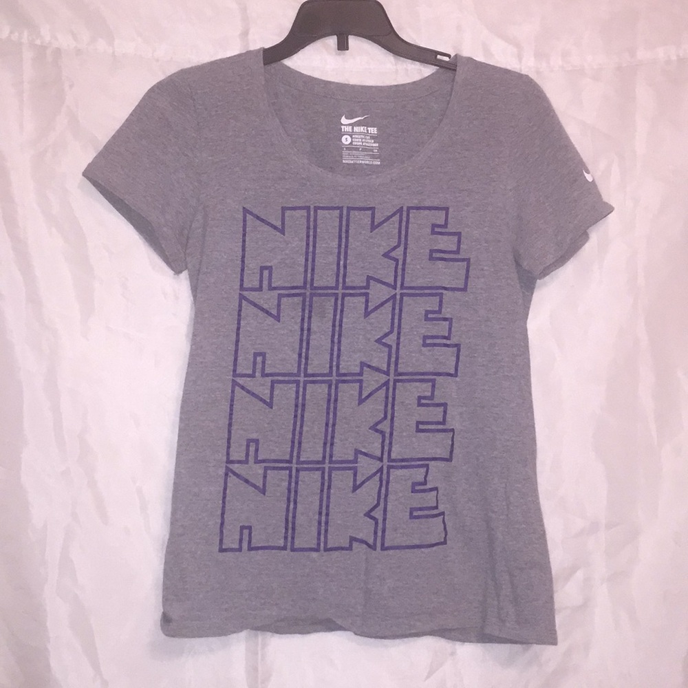 Nike 💜 gray & purple short sleeved shirt Sz S 💜